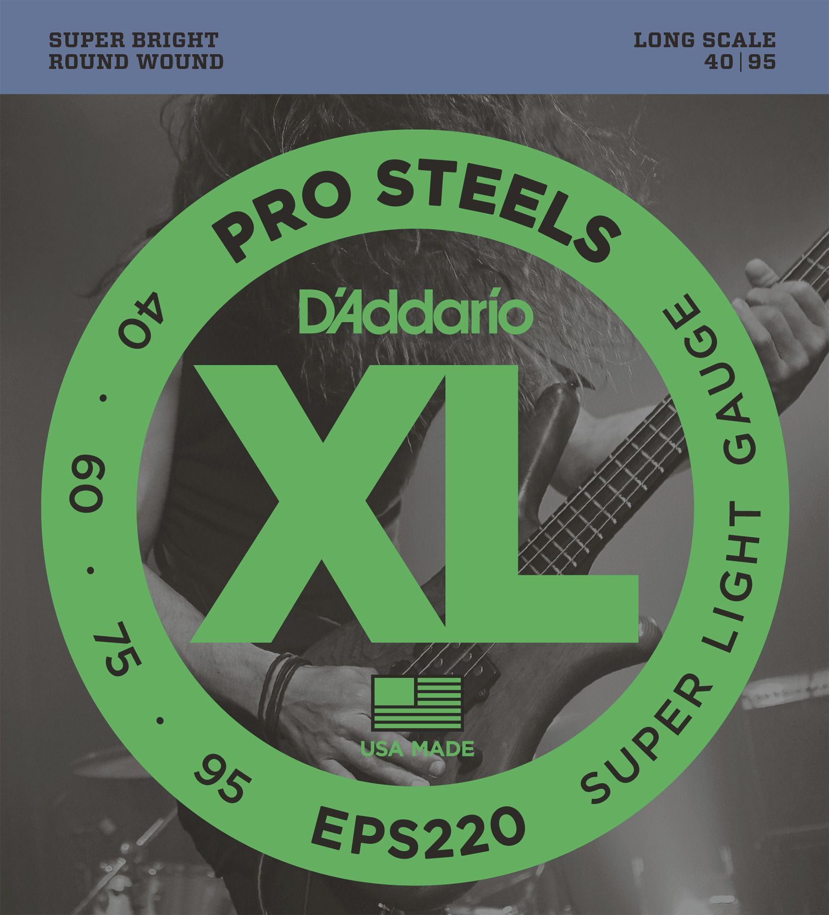 0019954945169 - DAddario - 4er Bass XL Pro Steels 40-095 40-60-75-95 EPS220