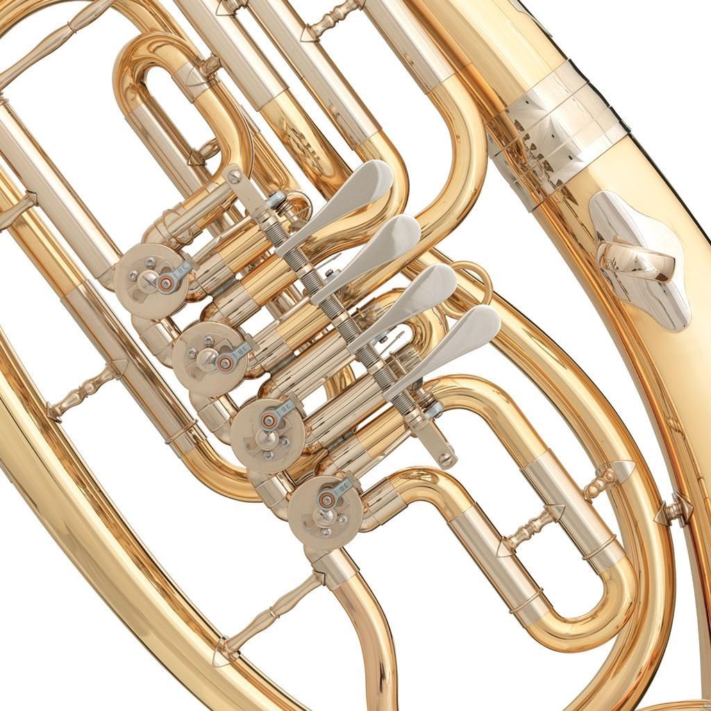 B&S 3033/2-L Bb-Tenorhorn, 4 Ventile, Bohrung 14,00 mm, Goldmessing,Etui