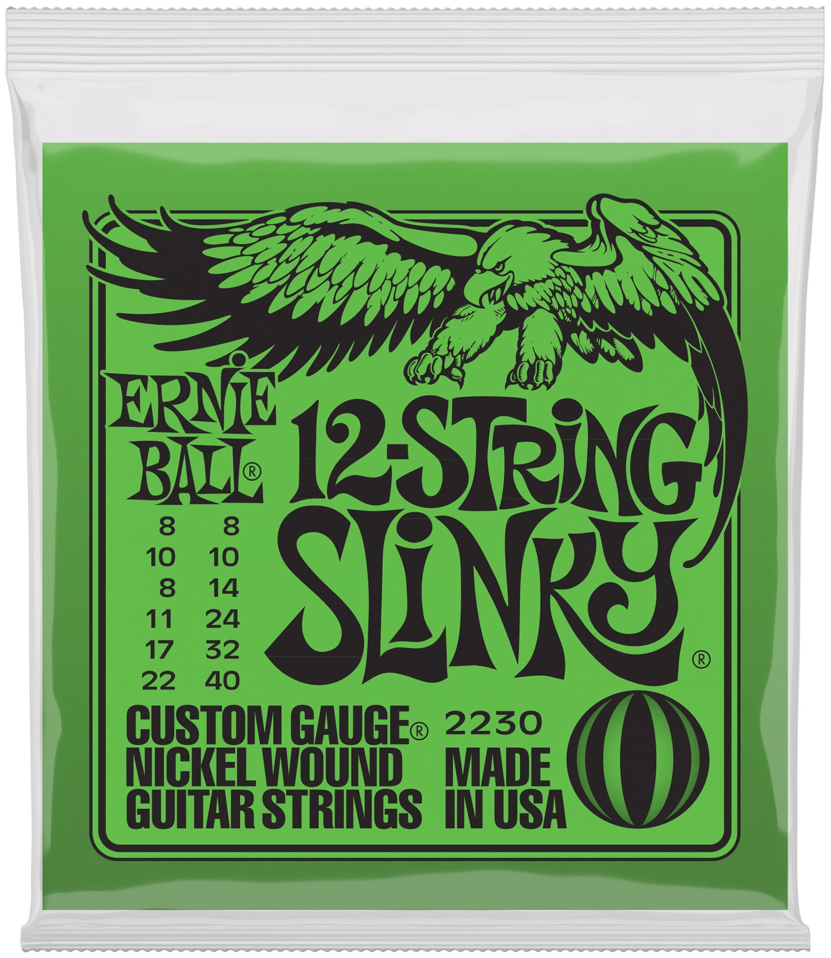 Ernie Ball EB-2230 12-Saiter E-Gitarren Saiten Regular Slinky .008-.040 