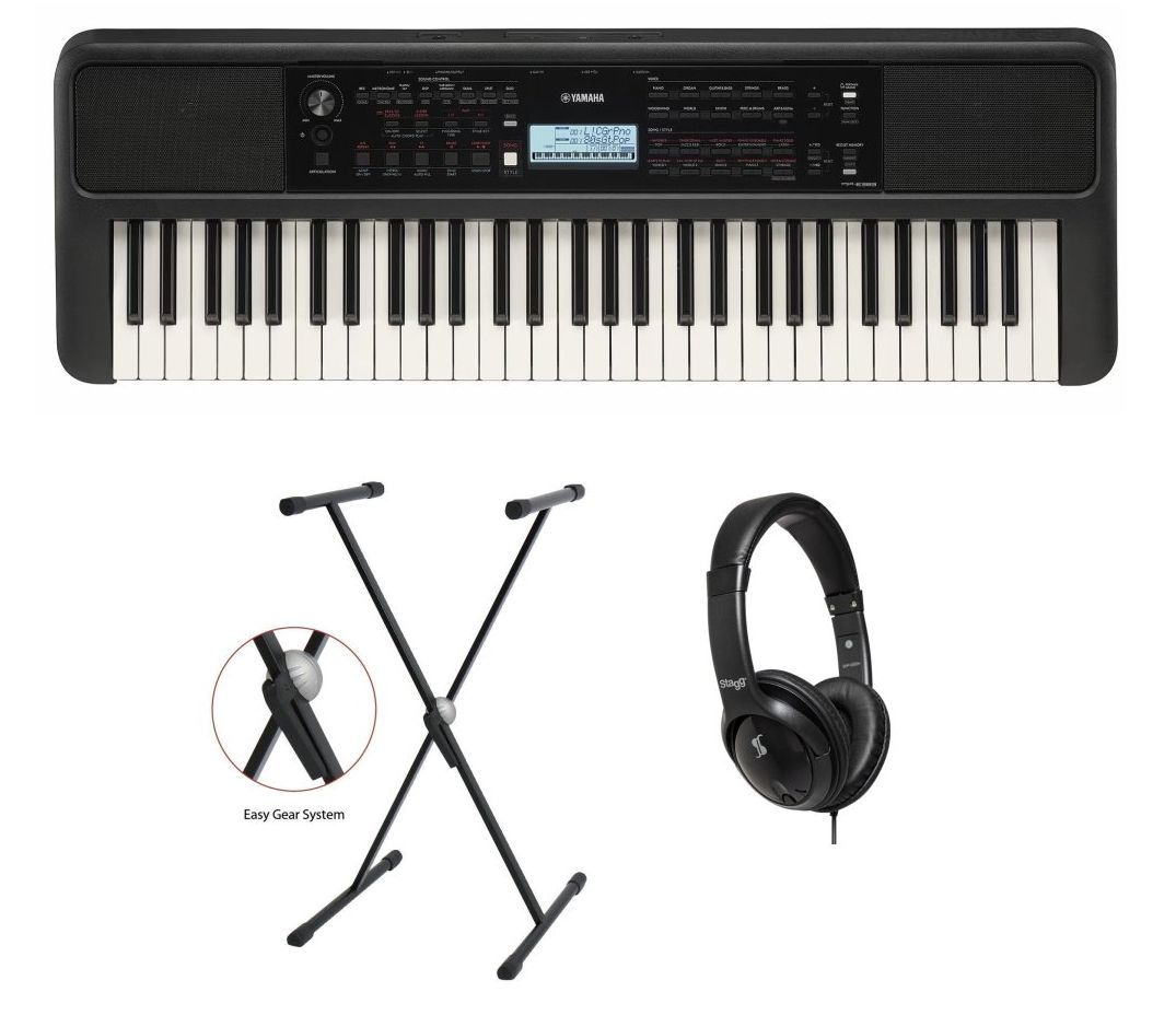 Yamaha PSR-E383 Set  Keyboard mit Stativ und Stereo-Kopfhörer