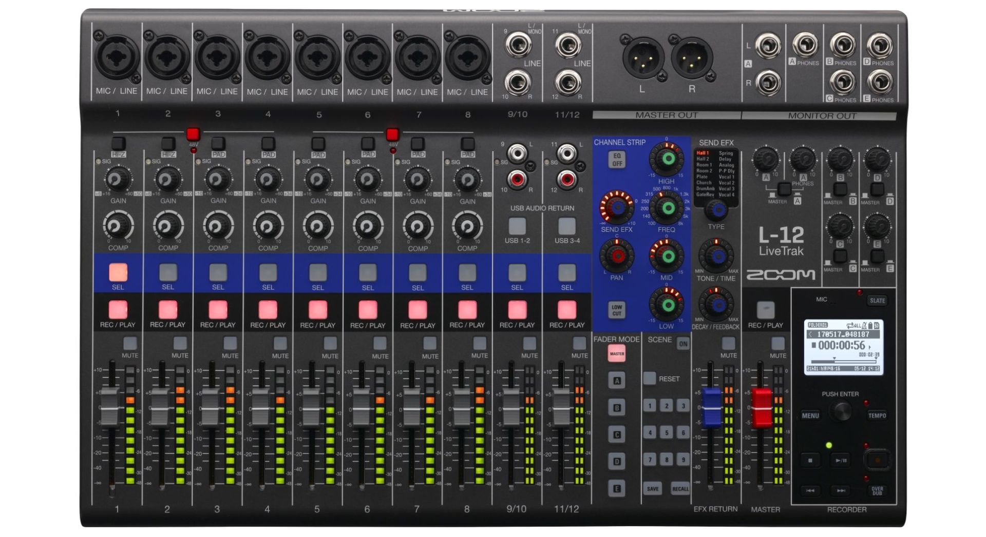 Zoom Livetrak L-12 Digitalmixer, Mehrspur-Recorder und Audiointerface