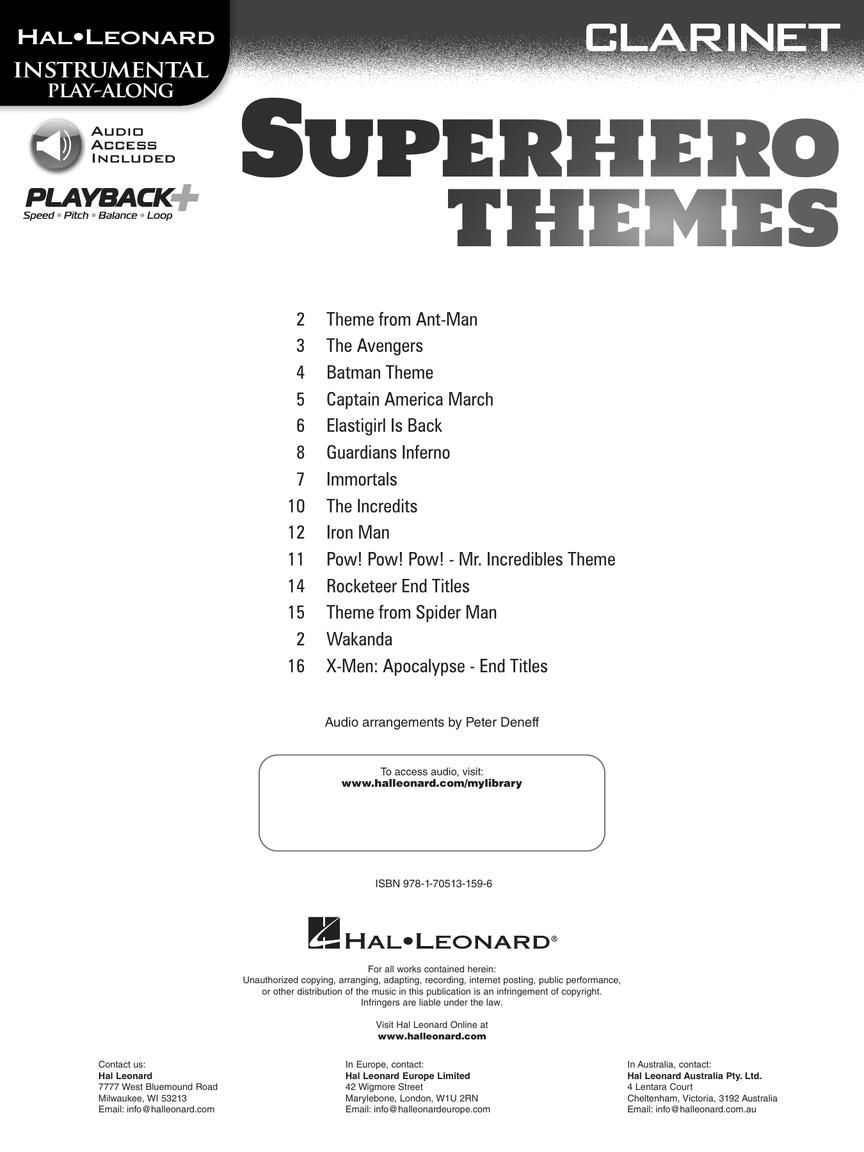 Noten Superhero Themes Instrumental Play-Along for Clarinet HL 363196