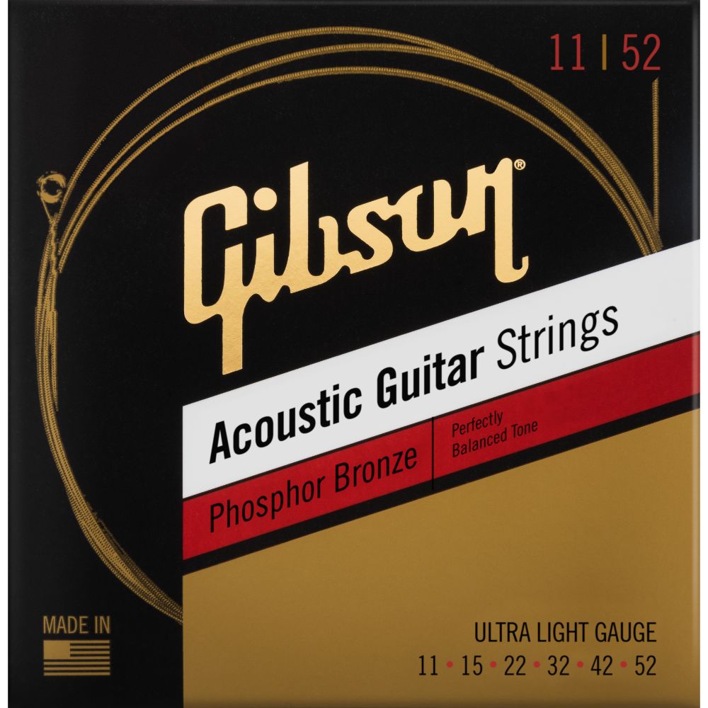 Gibson Phosphor Bronze Acoustic Guitar Strings Ultra Light  011-052
