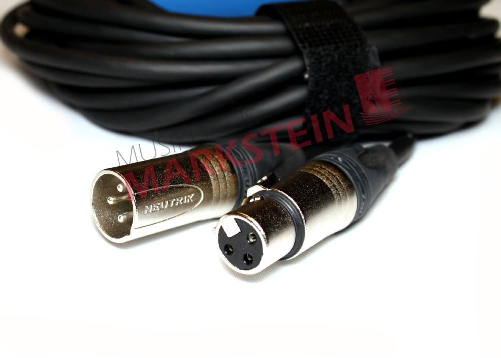 DMX-Kabel Neutrik XLR male/female, 3 pol. 20 Meter, für Lichtsteuerung, schwarz